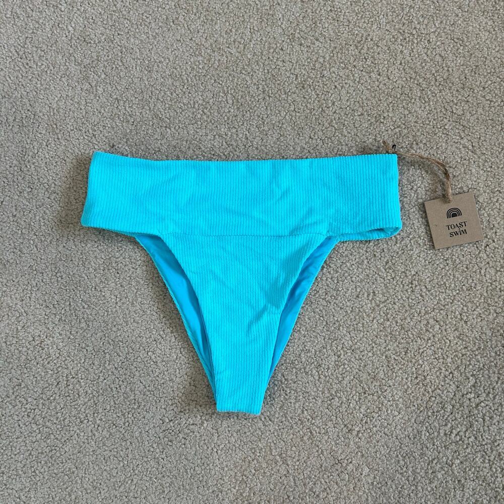 NWT Free People Toast Swim Signature Banded Waist Bikini Bottoms Blue Size S